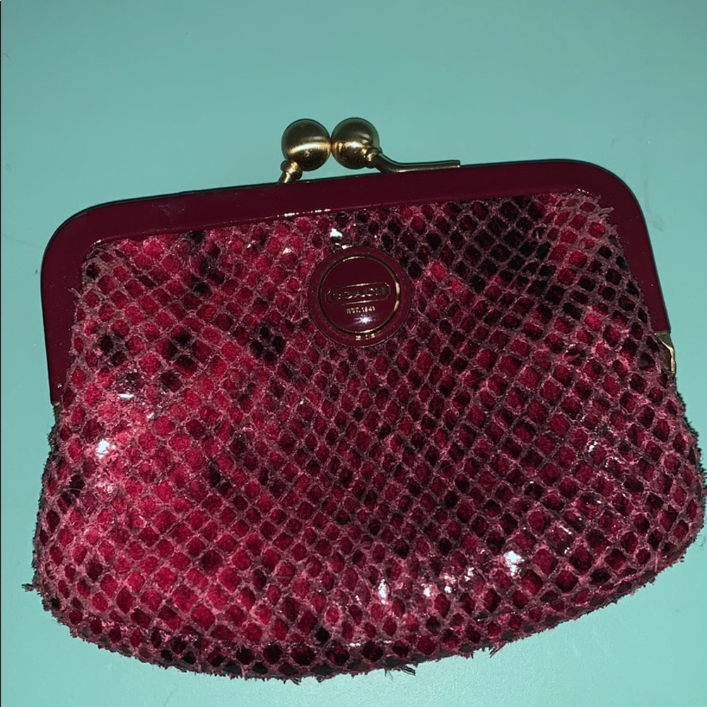 Snakeskin Coach Coin Purse